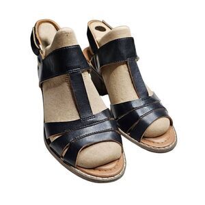 Dr. Scholl's Black Strappy Stacked Heel Sandals Size 7M